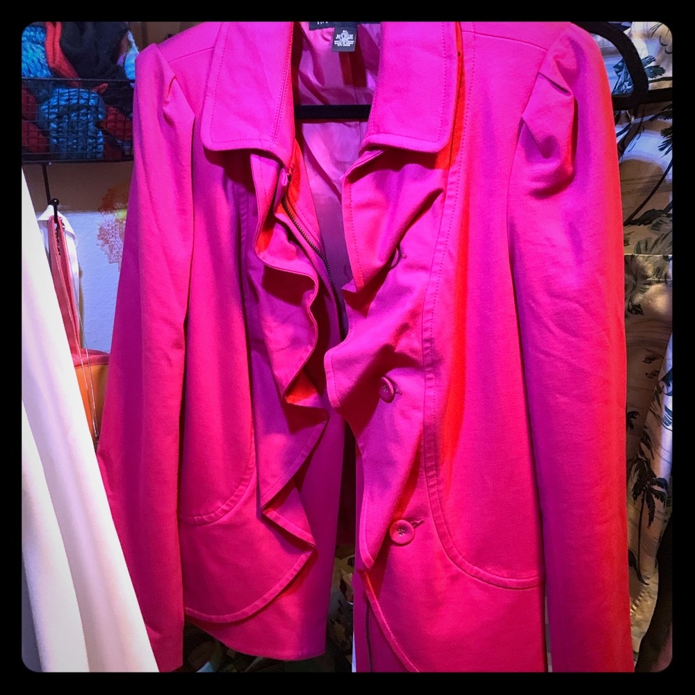 Magenta pink INC ruffled blazer-jacket